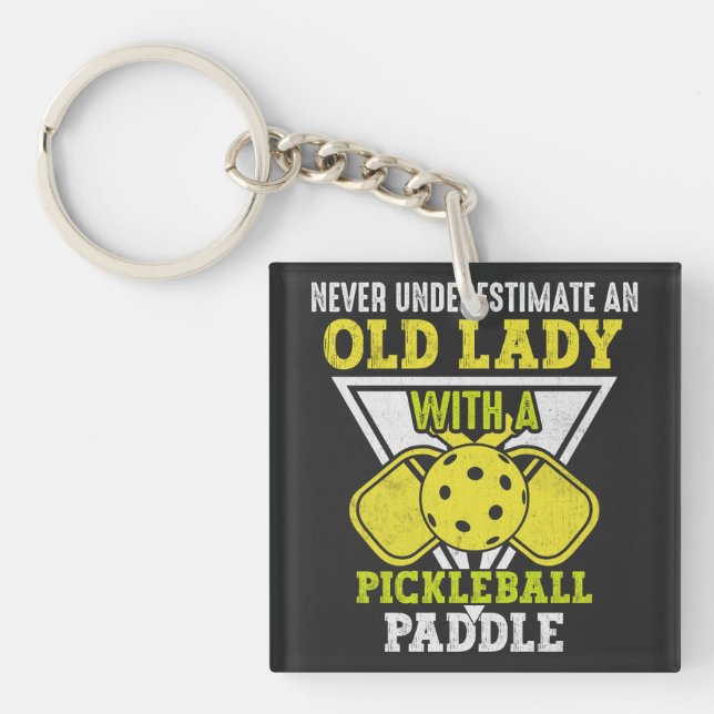 Alte Frau Liebe Pickleball Sport, Funny Pickleball Schlüsselanhänger (Vorderseite)