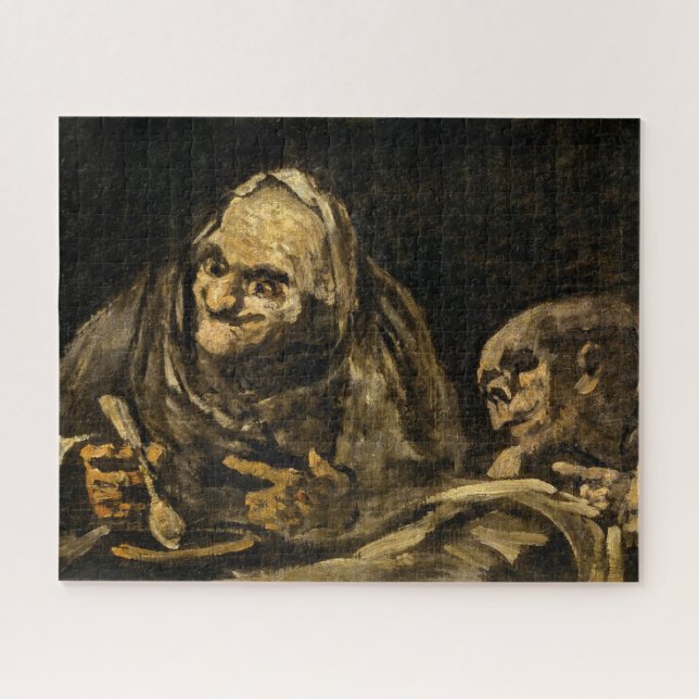 Alte Frau mit Skelett (Tod) (Francisco Goya) (Horizontal)