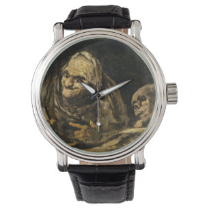 Alte Frau mit Skelett (Tod) (Francisco Goya) Armbanduhr