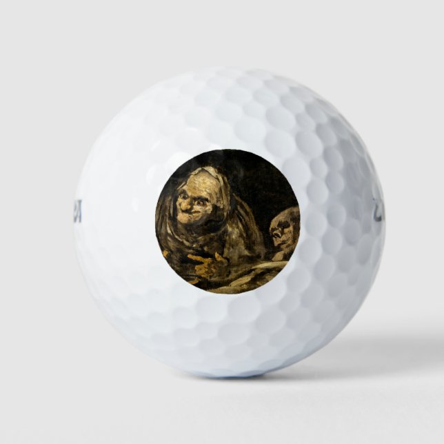 Alte Frau mit Skelett (Tod) (Francisco Goya) Golfball (Vorderseite)