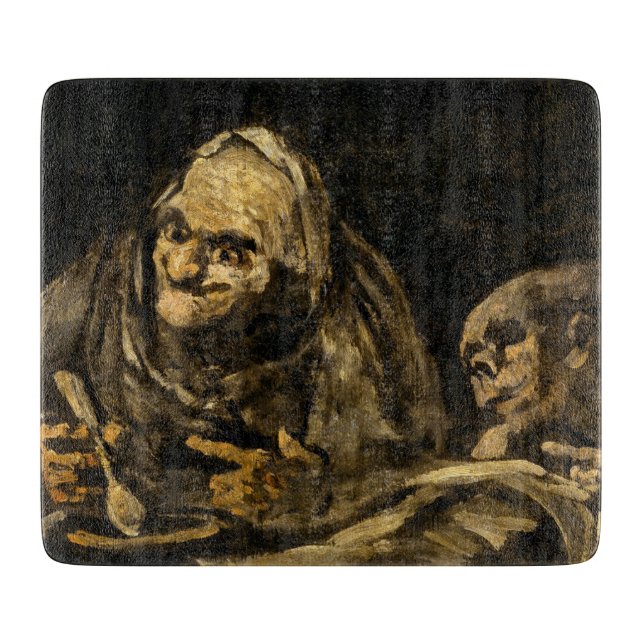 Alte Frau mit Skelett (Tod) (Francisco Goya) Schneidebrett (Vorderseite)