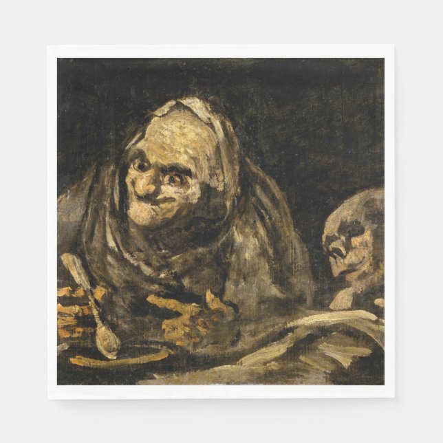 Alte Frau mit Skelett (Tod) (Francisco Goya) Serviette (Vorderseite)