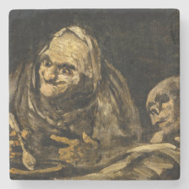 Alte Frau mit Skelett (Tod) (Francisco Goya) Steinuntersetzer