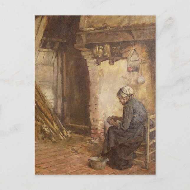 Alte Frau Peeling Kartoffeln Postkarte (Vorderseite)