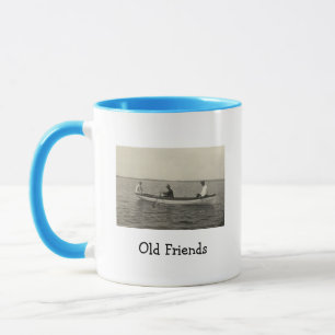 Alte Freunde beim Bootfahren Antiquitäten-Foto-Kaf Tasse
