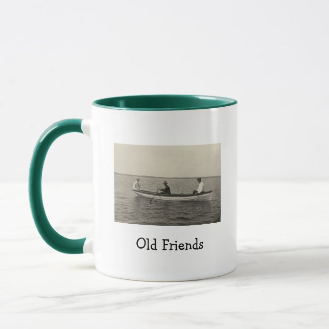 Alte Freunde Bootfahren Antikes Foto Kaffee Tasse (Links)
