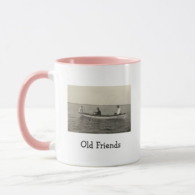 Alte Freunde Bootfahren Antikes Foto Kaffee Tasse (Links)