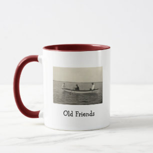 Alte Freunde Bootfahren Antikes Foto Kaffee Tasse