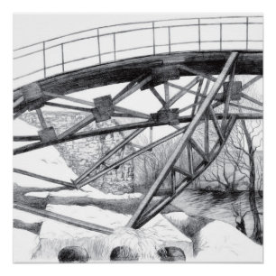 Alte Fußbrücke Pencilart Poster