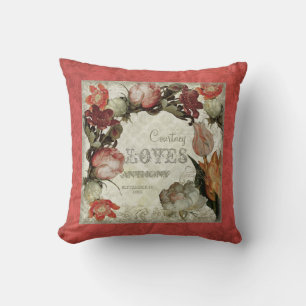 Alte Gartenanlage Vintage Blumenpracht Rose Helleb Kissen