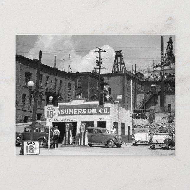 Alte Gasstation, 1930er Postkarte (Vorderseite)