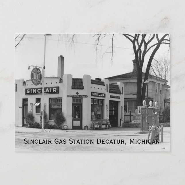 Alte Gasstation in Michigan Postkarte (Vorderseite)