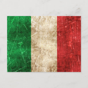 Alte, gealterte und zerkratzte Flagge Italiens Postkarte