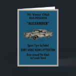 Alte Geburtstagsfeier Joke Vintage Car Funny Pun Karte<br><div class="desc">Machen Sie den Geburtstag mit dieser lustigen Karte besonders. Der verwendete Spaß ist etwas,  mit dem wir uns alle auseinander setzen können. Passen Sie den Text dieser Geburtstagskarte einfach mit der Vorlage an.</div>
