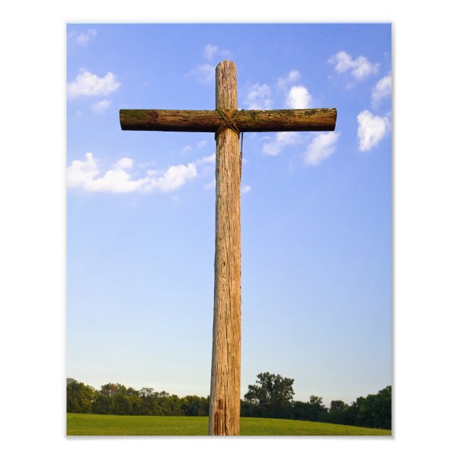 Alte gedrehte Cross Foto Print (Vorne)