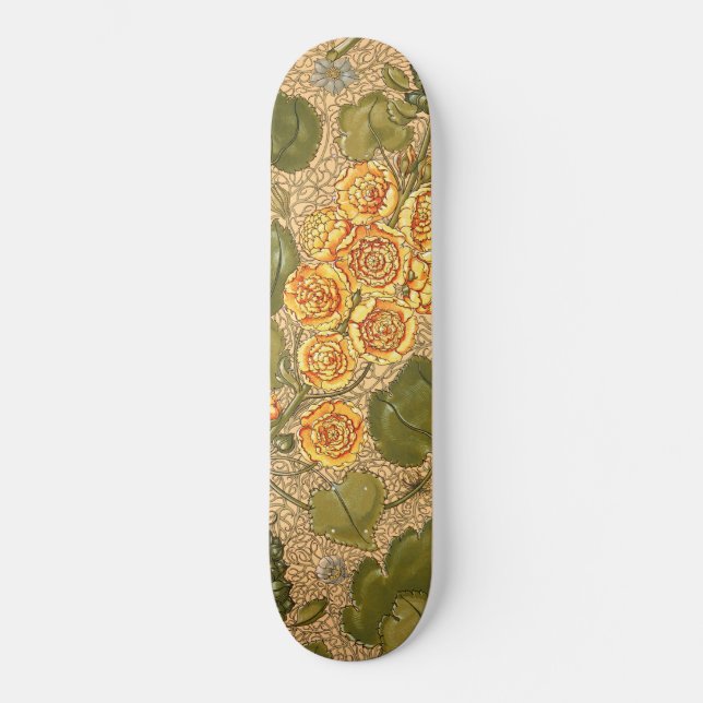 Alte gelbe Blumen Skateboard (Vorderseite)