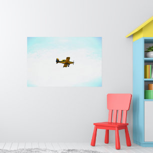 Alte gelbe Propellerflugzeug-Kunst Poster