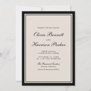 Alte Geld-Hochzeit Klassische schwarze Einladung