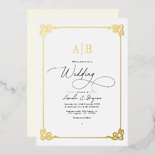 Alte Geldästhetik Gold- und Elfenbein-Hochzeit Folieneinladung