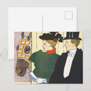 Alte Geldästhetik Vintage-Pferderennen-Druck Postkarte