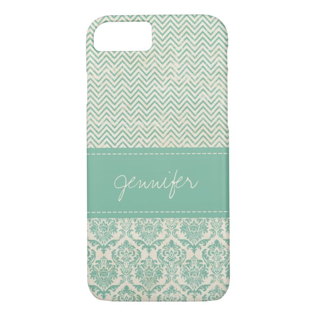 Alte gestörte Aqua-Individuelle Name Case-Mate iPhone Hülle (Rückseite)