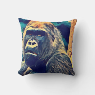Alte Gorilla Abstrakter Dschungel Kunst  Kissen