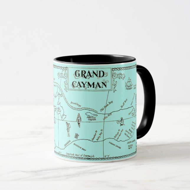 Alte Grand Cayman Karte Tasse (VorderseiteRechts)