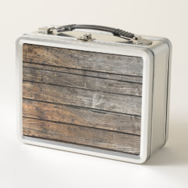 Alte graue Holzplatten Metall Brotdose