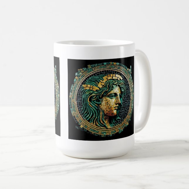 Alte griechische Mystery Classic Tasse, 15 oz Kaffeetasse (VorderseiteRechts)