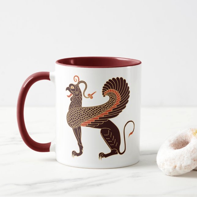 Alte griechische Mythologische Bestie Griffin Tasse (Mit Donut)