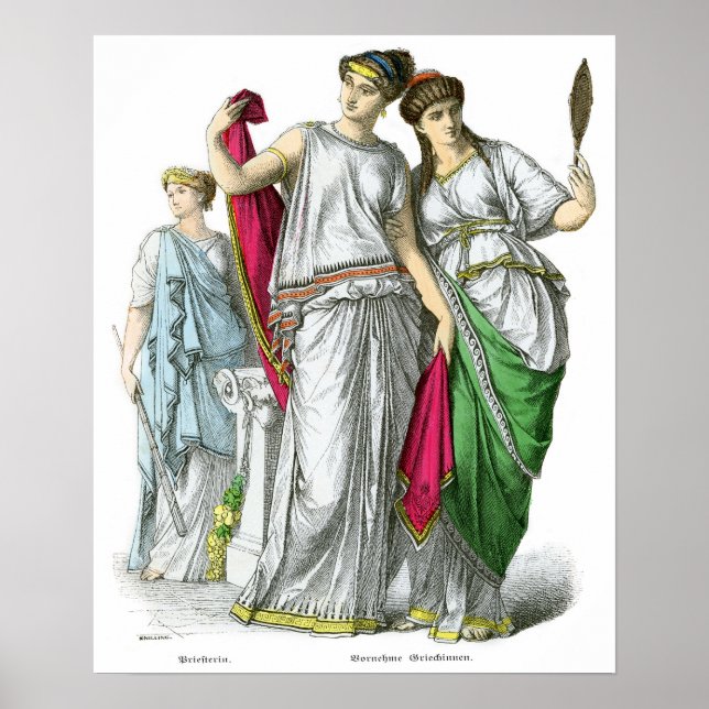 Alte griechische Priesterinnen und Edelfrauen Poster (Vorne)