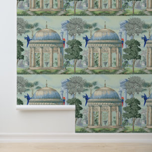 Alte griechische Temple Garden Macaw Bird Pixie Gr Tapete