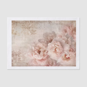 Alte große rosa Rosen und Text-Collage Seidenpapier