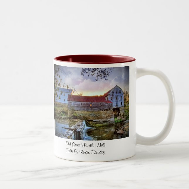 "Alte grüne Familien-Mühle " Zweifarbige Tasse (Rechts)