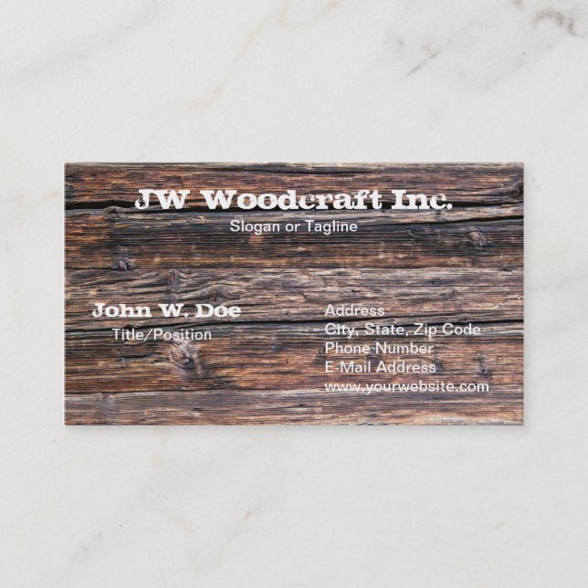Alte Grunge Holz Textur Carpenter Holz Holzarbeite Visitenkarte (Vorderseite)