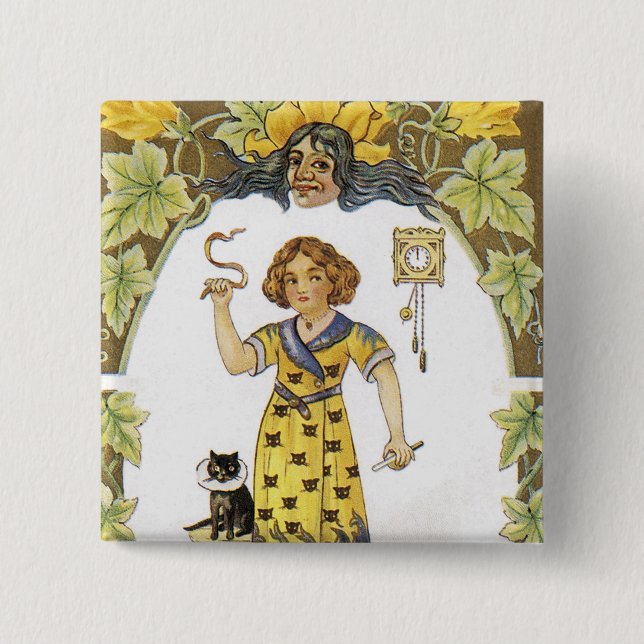 Alte Halloween-Karte Button (Vorderseite)