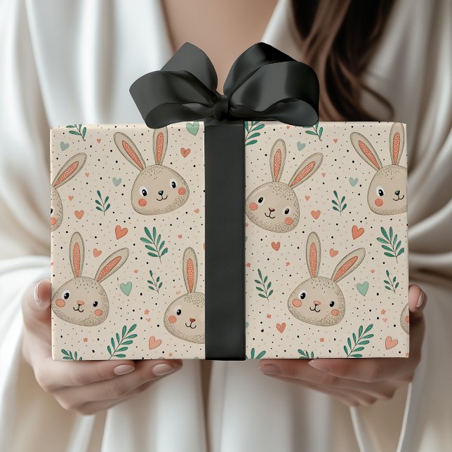 Alte Hasengesichter mit Rosen Muster Geschenkpapier (Von Creator hochgeladen)