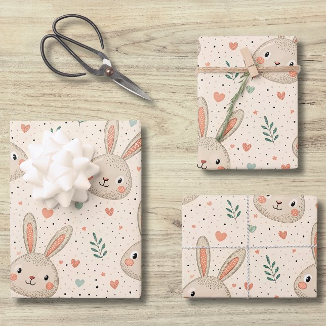 Alte Hasengesichter mit Rosen Muster Geschenkpapier Set (Von Creator hochgeladen)