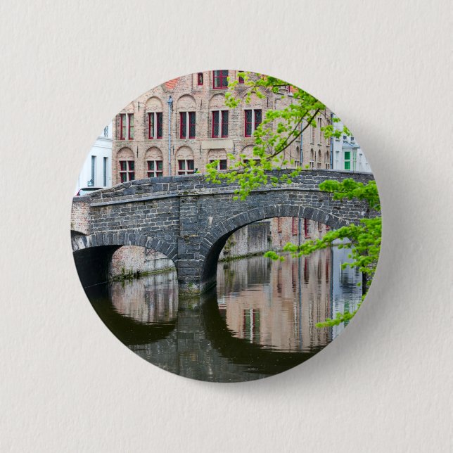 Alte Häuser in Brügge, Belgien Button (Vorderseite)
