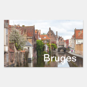 Alte Häuser in Brügge, Belgien Rechteckiger Aufkleber