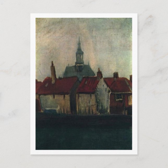 Alte Häuser mit neuer Kirche, Vincent van Gogh Postkarte (Vorderseite)