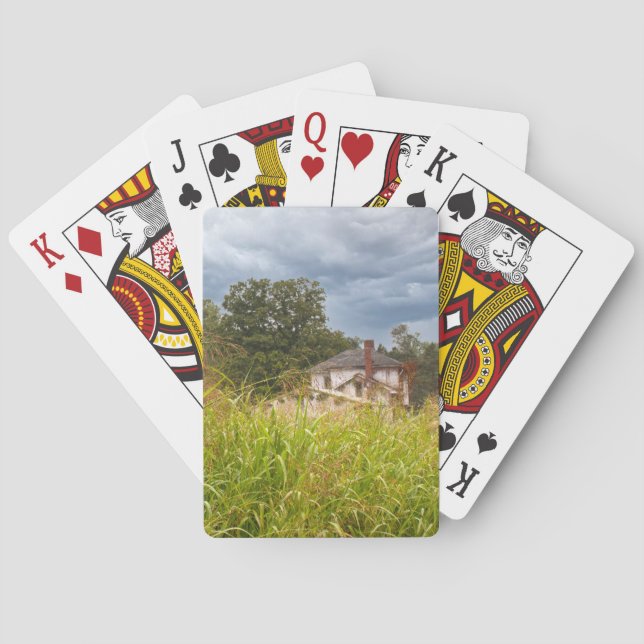 Alte Hausfotografie abgebrochen Spielkarten (Rückseite)