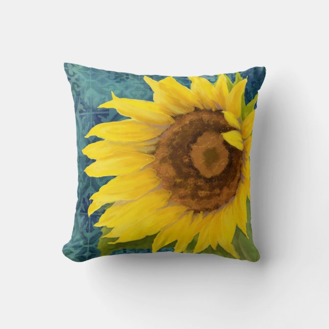 Alte Havanna Sonnenblume Blume Blumenmuster Art Kissen (Vorderseite)