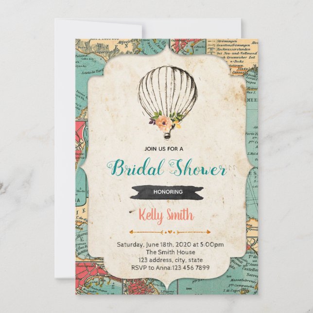 Alte Heißluft-Ballon-Party Einladung der Karte (Vorderseite)