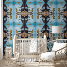 Alte hellblaue und braune Mauer groß Tapete