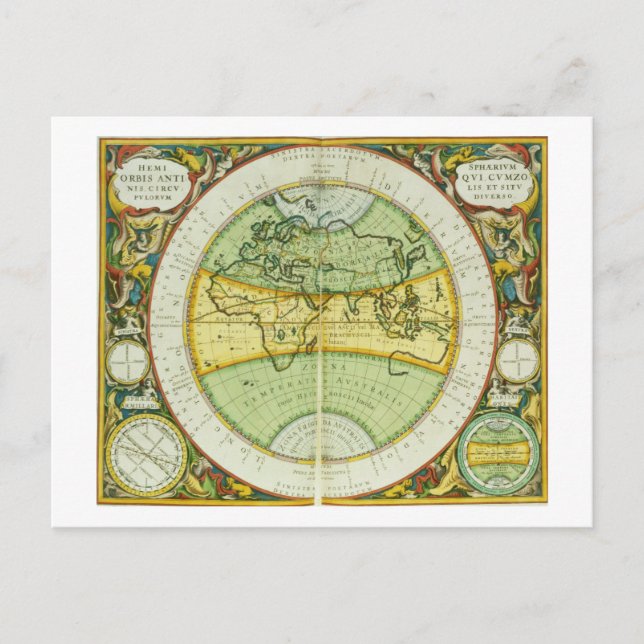 Alte Hemisphären der Welt, Platte 94 von 'T Postkarte (Vorderseite)