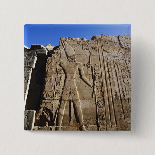 Alte Hieroglyphen an der Wand, Tempel von Karnak, Button