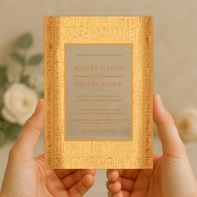 Alte Hieroglyphische Motive ägyptische Hochzeit Acryleinladungen (Von Creator hochgeladen)