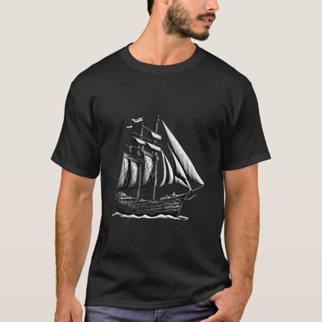 Alte historische Segelschiffe T-Shirt (Vorderseite)