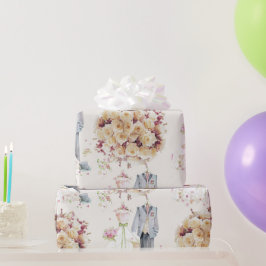 Alte Hochzeit - Rosa & Weiß - Brautstrauß Geschenkpapier